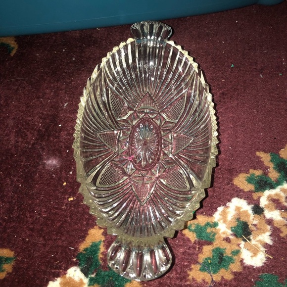 Intricate hazel atlas 573 clear handled olive oval relish dish - preloved - Picture 6 of 6